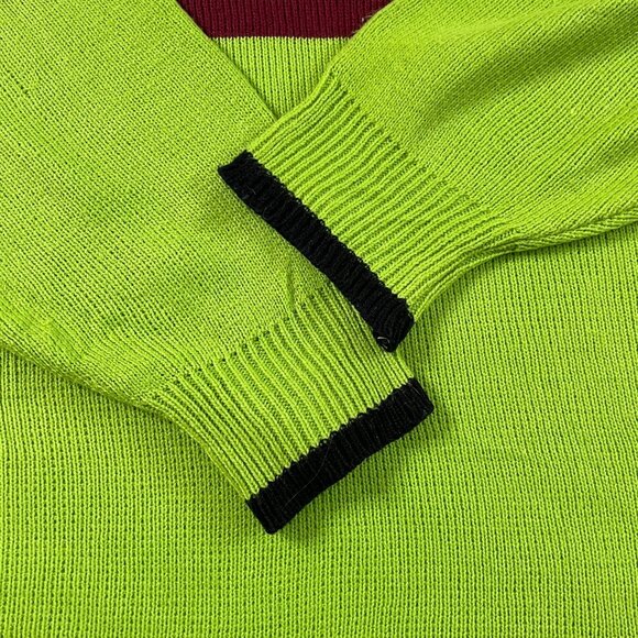 Vintage Boff Knit Sweater Mens XXL Green Streetwear Retro Hip Hop Stripe - Picture 8 of 10